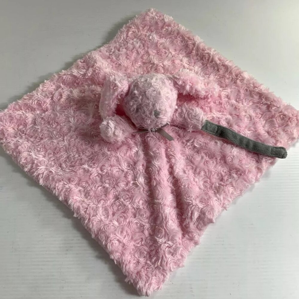 Blankets and Beyond Pink Rabbit Bunny Lovey Swirls Plush Security Blanket